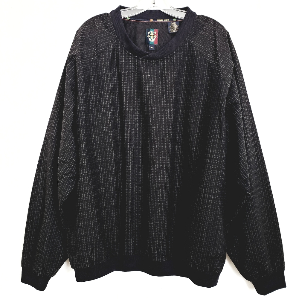 Vintage Sunice Longsleeve    Dual Weather Black Plaid Pullover Golf Shirt